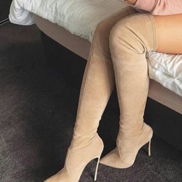 ❌SOLD❌Casadei nude Pearlized Stretch Leather Boots - Picture 4 of 7